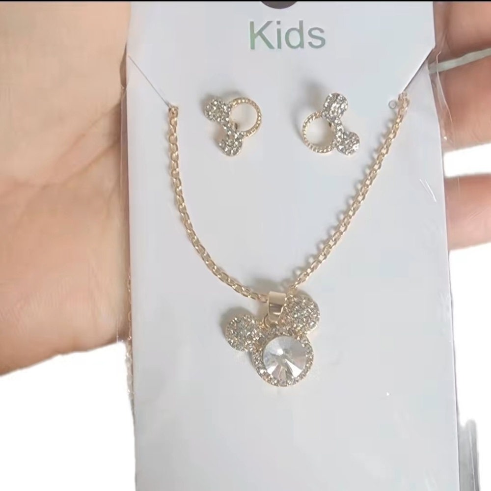 Gold Mickey Mouse Kids Jewelry Set